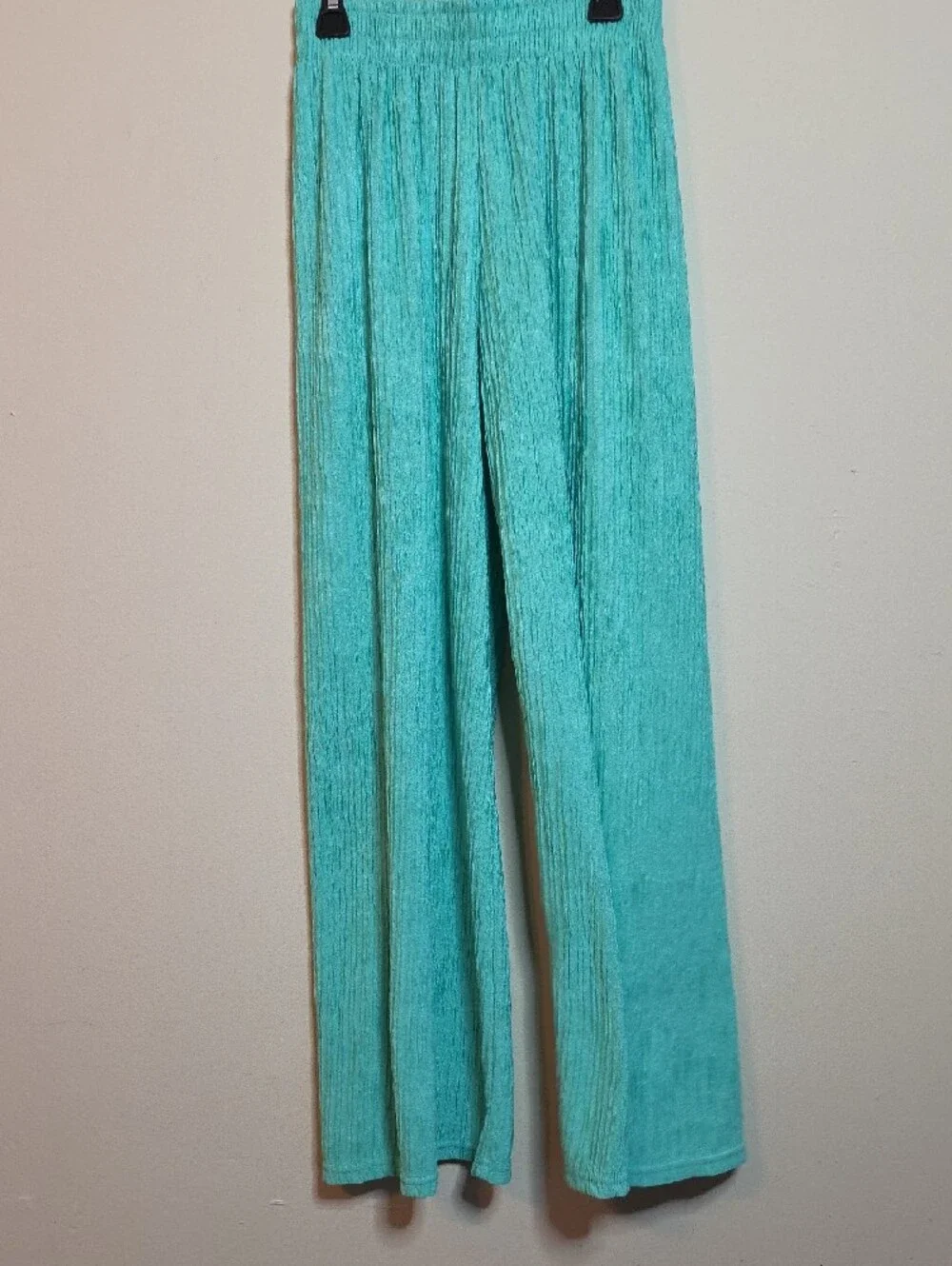 Two Piece Spearmint Love Poem Plisse Wide Leg Set